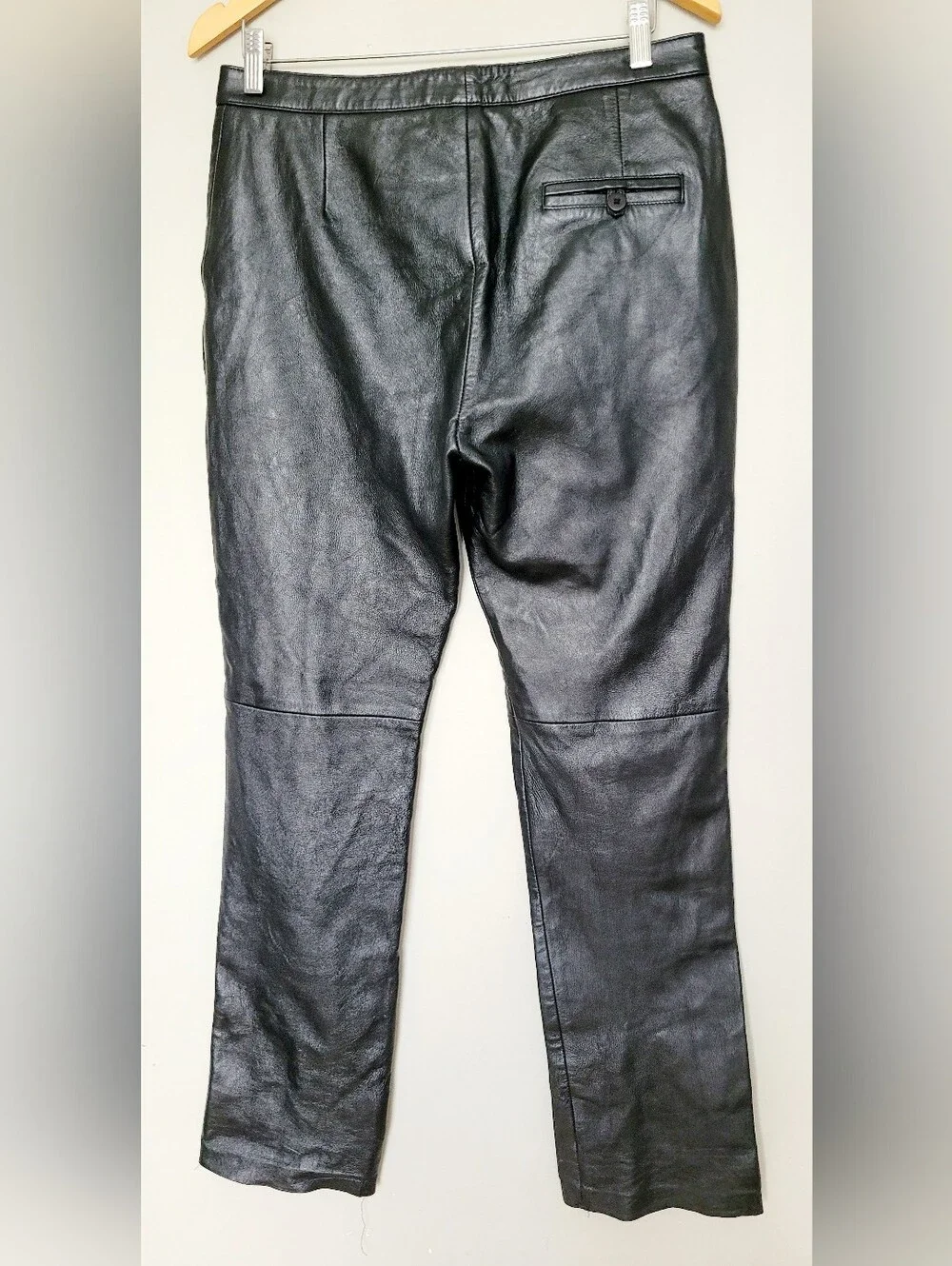 Outer Edge 100% Real Lamb Leather Moto/Biker Black Pants Straight Leg Medium